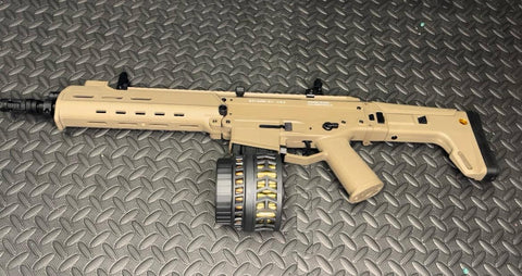 High capacity black drum magazine for gel ball blasters and rifle platforms