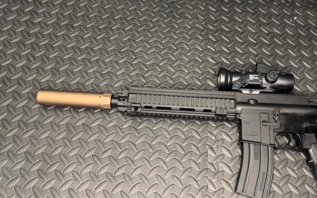 Sand finish tactical suppressor upgrade for realistic gel blaster customization